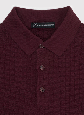 Vyšninės spalvos vilnonis polo megztinis