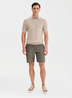 Smėliniai trikotažiniai polo marškinėliai