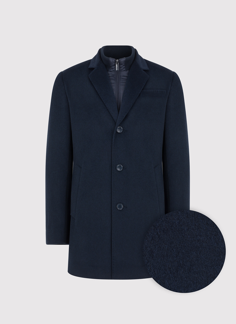 Tamsiai mėlynas vyriškas lietpaltis su vilna