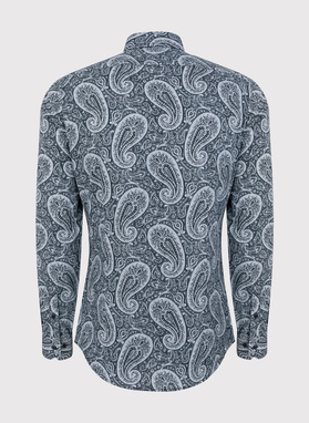 Juodi vyriški marškiniai peislio raštu