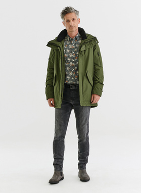 Žieminė žalios spalvos striukė su gobtuvu