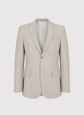  Smėlio spalvos dryžuotas kostiumas