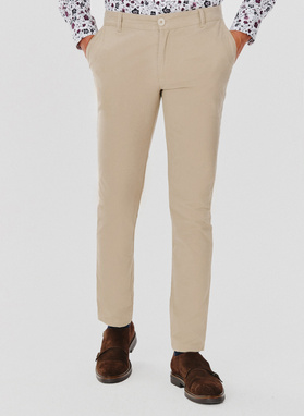 Smėlio spalvos vyriškos kelnės be raštų