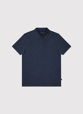 Tamsiai mėlyni medvilniniai polo marškinėliai