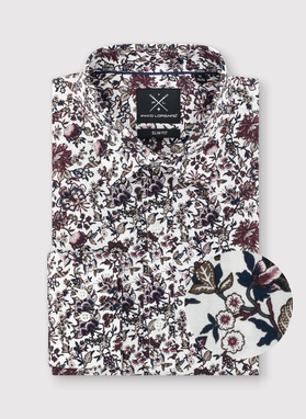 Balti vyriški marškiniai botaniniu raštu