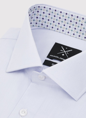 Žydri vyriški marškiniai su kontrastingu apvadu