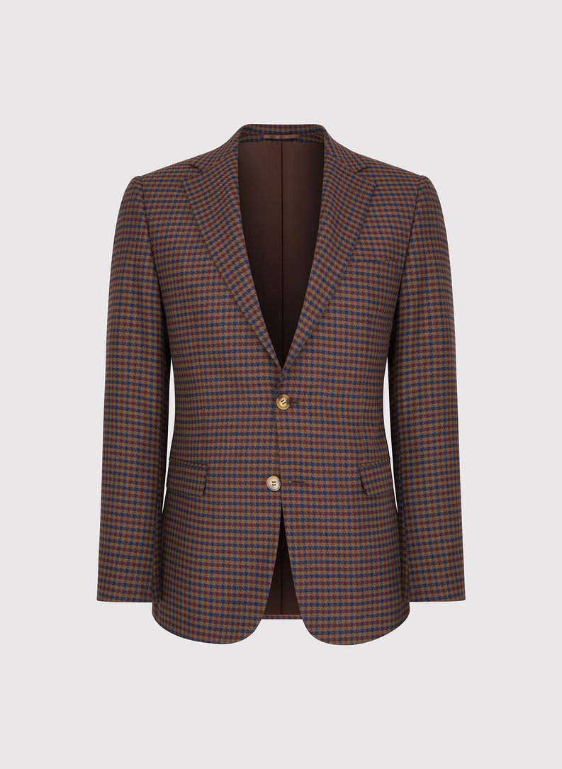 Rudas švarkas smulkiais langeliais