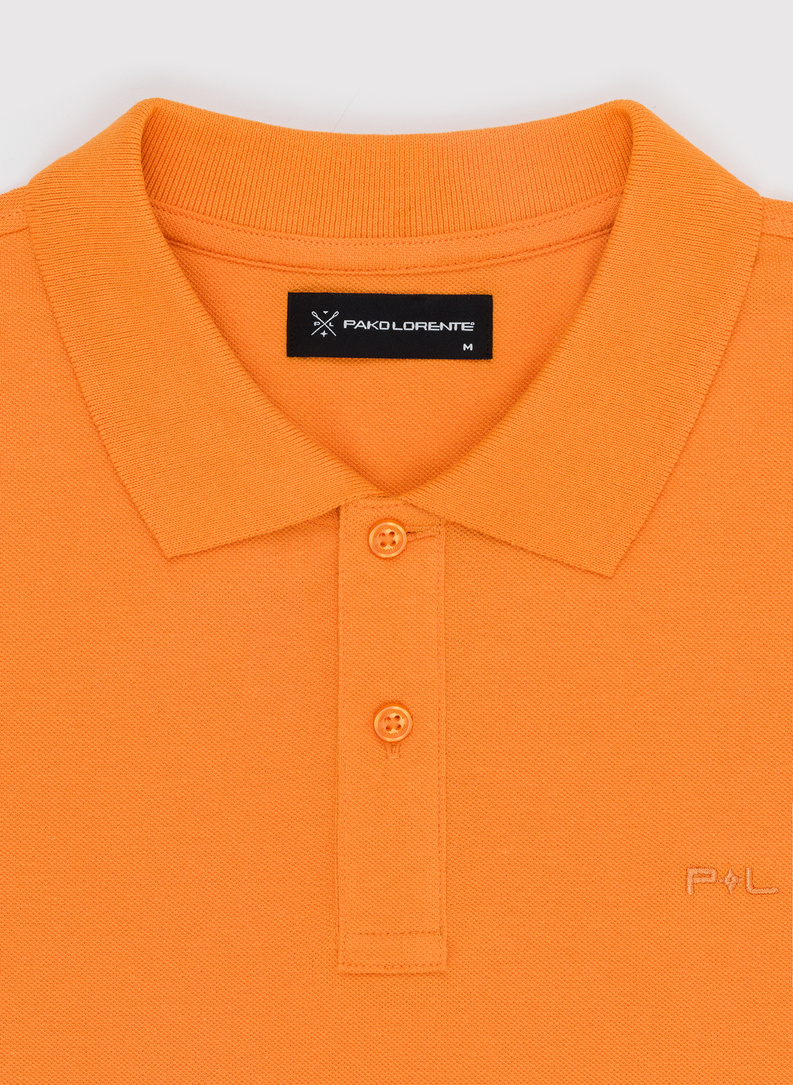 Oranžinės spalvos polo T marškinėliai be raštų
