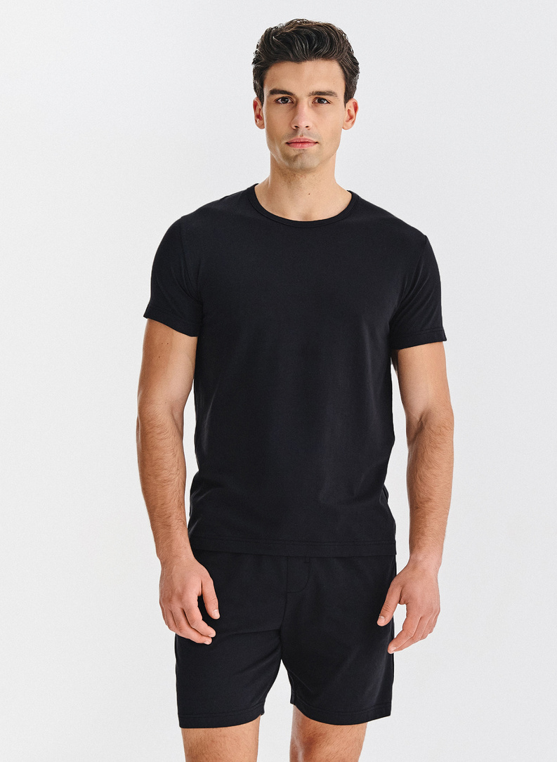 Juoda vyriška pižama su medvilne