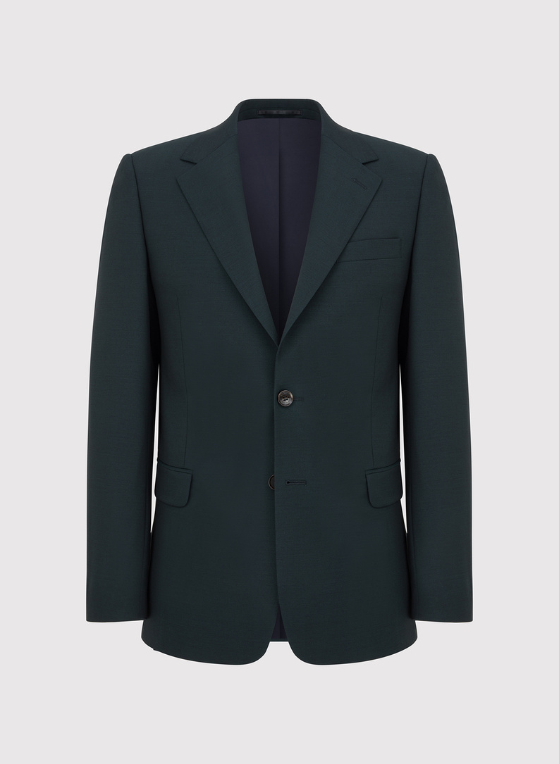 Vilnonis žalias vyriškas kostiumas