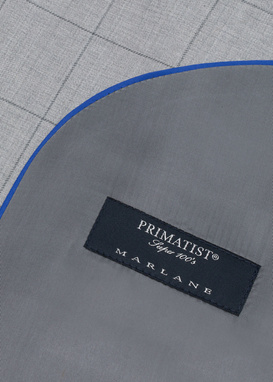 Pilkas vilnonis languotas kostiuminis švarkas