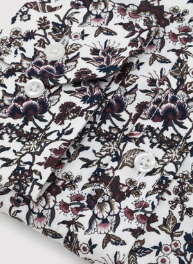 Balti vyriški marškiniai botaniniu raštu