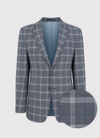 Pilkas languotas kostiuminis švarkas su vilna