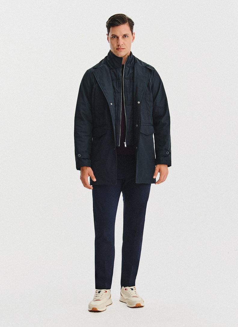 Tamsiai mėlynas vyriškas lietpaltis