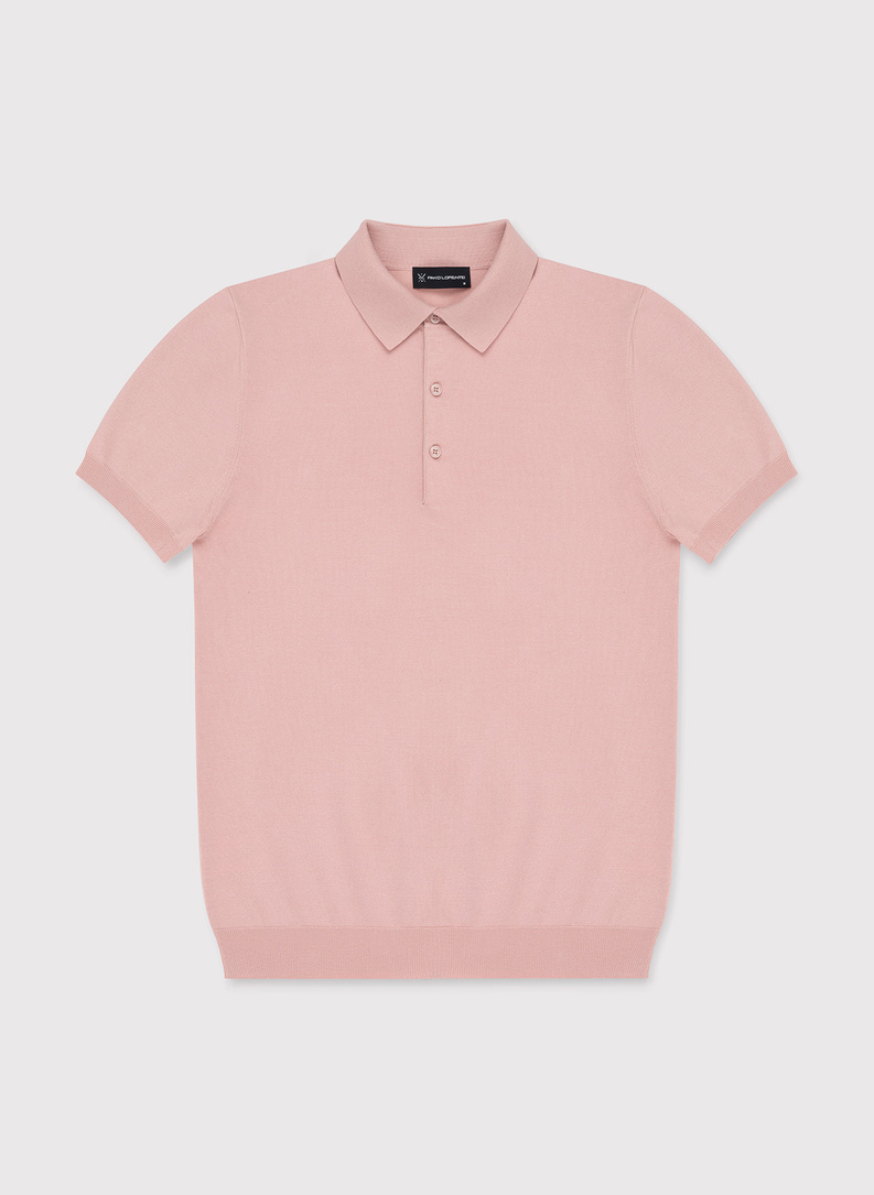 Rožiniai trikotažiniai polo T marškinėliai