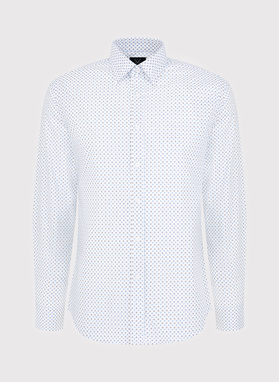 Balti marškiniai mėlynais trikampiais