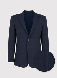 Tamsiai mėlynas vilnonis languotas kostiuminis švarkas