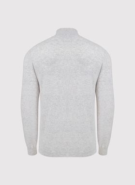 Šviesiai pilkas sagstomas megztinis su kišenėmis