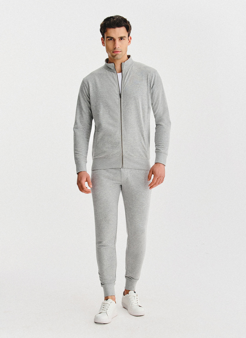 Pilkas treninginis bluzonas su užtrauktuku