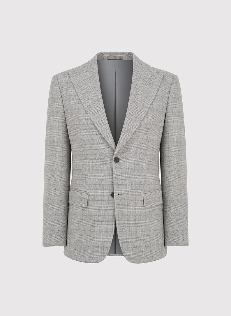 Pilkas languotas vyriškas kostiumas