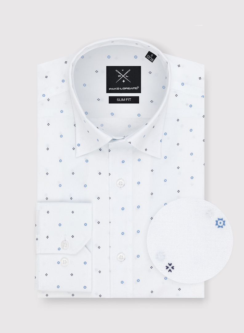 Balti vyriški marškiniai mikroraštu