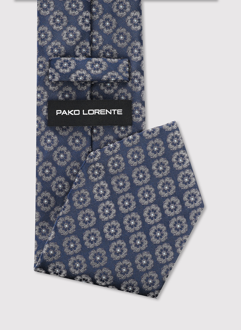 Tamsiai mėlynas gėlėtas kaklaraištis