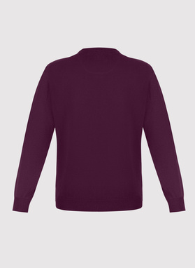 Violetinis medvilninis megztinis su V apykakle