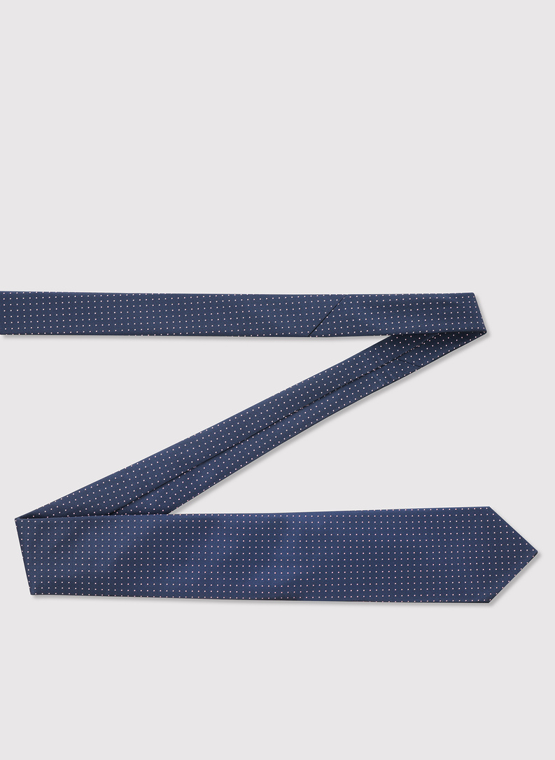 Tamsiai mėlynas vyriškas kaklaraištis taškeliais