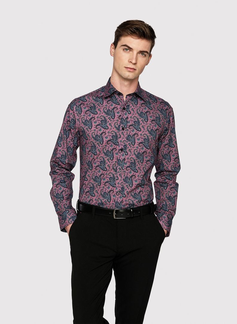 Violetiniai marškiniai peislio raštu