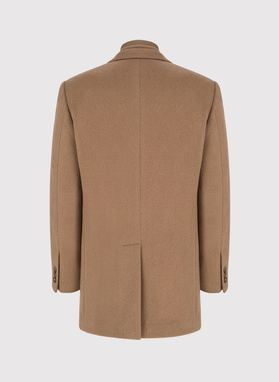 Rusvas vyriškas lietpaltis su nusegama stačia apykakle