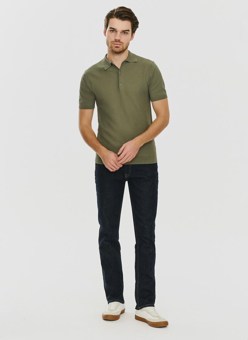 Vaflinio pynimo žali polo T marškinėliai