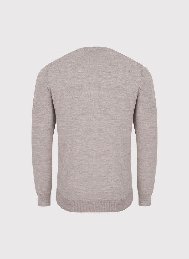 Smėlinės spalvos vilnonis megztinis