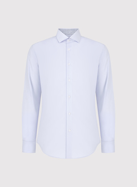 Žydri vyriški marškiniai su kontrastingu apvadu