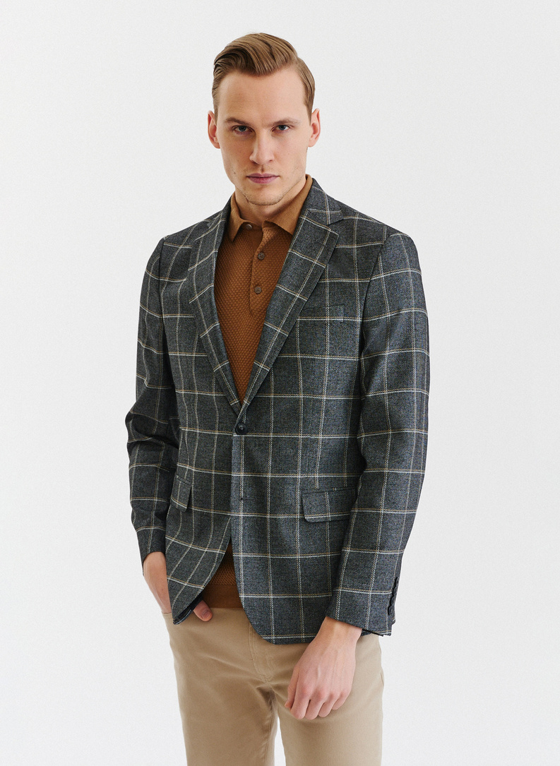 Pilkas languotas vyriškas švarkas