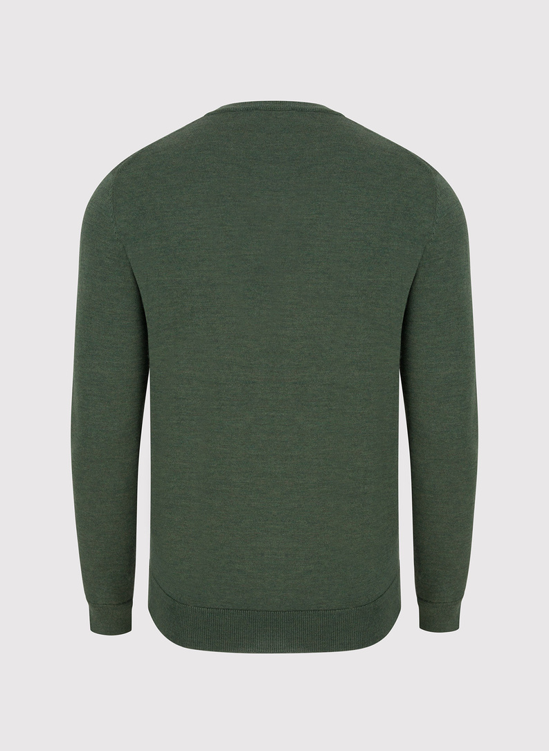 Žalios spalvos vilnonis megztinis