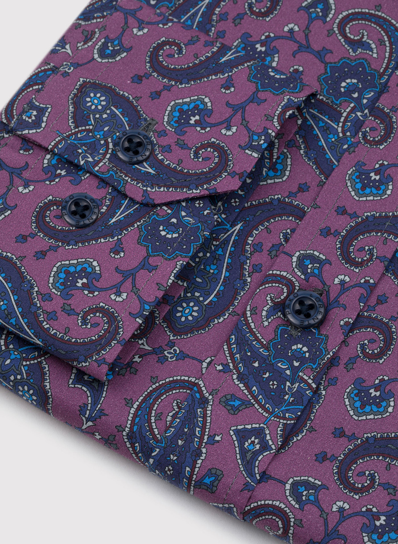 Violetiniai marškiniai peislio raštu