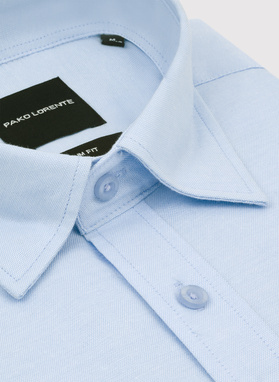 Mėlyni medvilniniai vyriški marškiniai