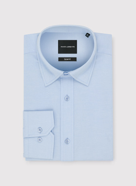 Mėlyni medvilniniai vyriški marškiniai