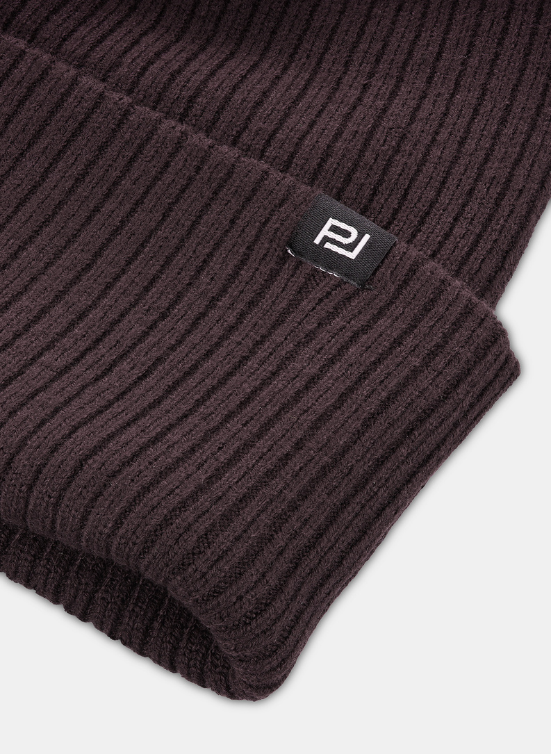 Vyriškas rudos spalvos kepurės ir šaliko komplektas