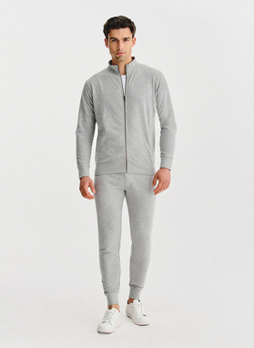 Pilkas treninginis bluzonas su užtrauktuku