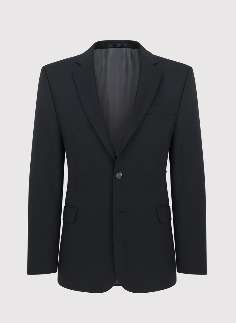 Paprastas juodas kostiumas su vilna