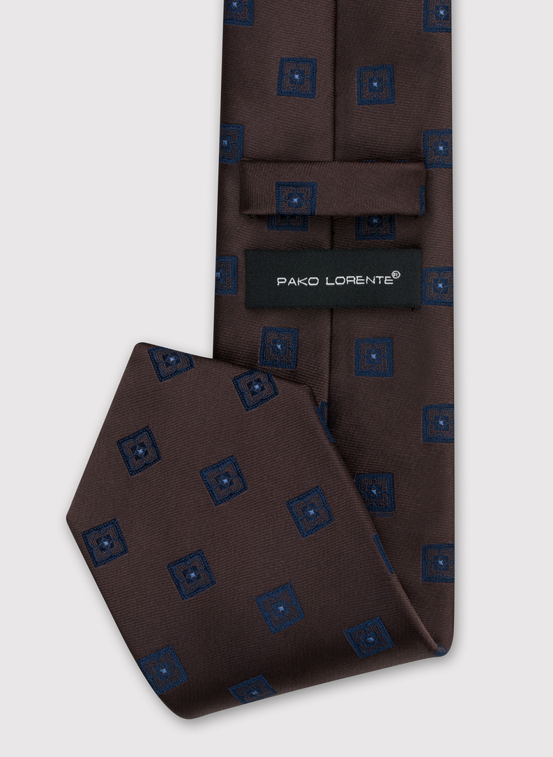 Tamsiai mėlynas vyriškas kaklaraištis kvadratais