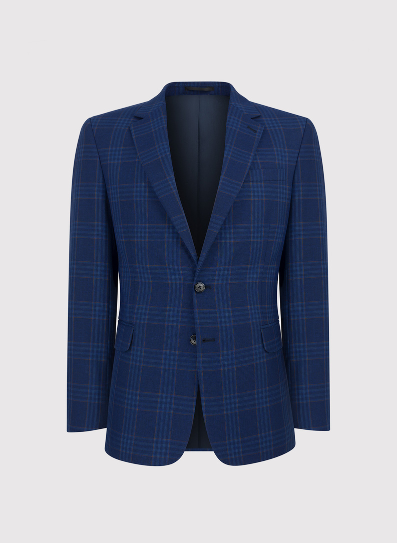 Tamsiai mėlynas languotas laisvalaikio švarkas