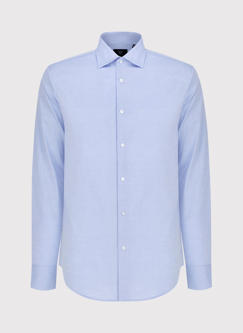 Mėlyni vyriški marškiniai ilgomis rankovėmis