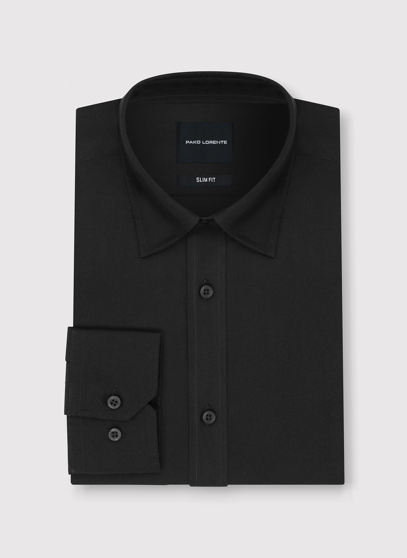 Juodi medvilniniai vyriški marškiniai