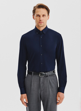 Tamsiai mėlyni marškiniai su medvilne