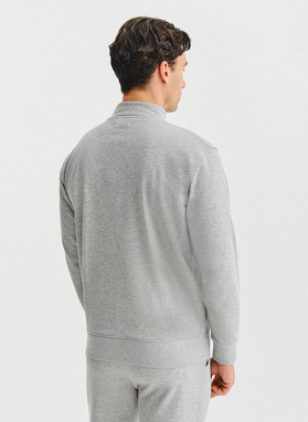 Pilkas treninginis bluzonas su užtrauktuku