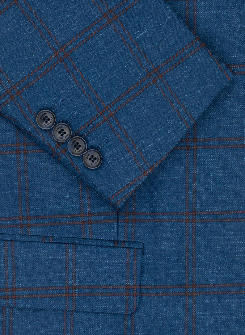 Tamsiai mėlynas languotas švarkas