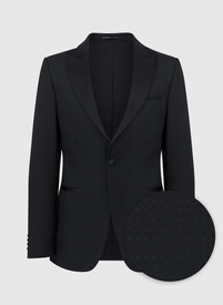 Vilnonis juodas smokingo švarkas mikroraštu