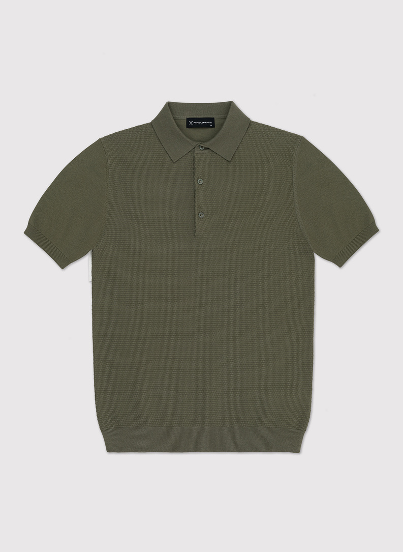 Vaflinio pynimo žali polo T marškinėliai